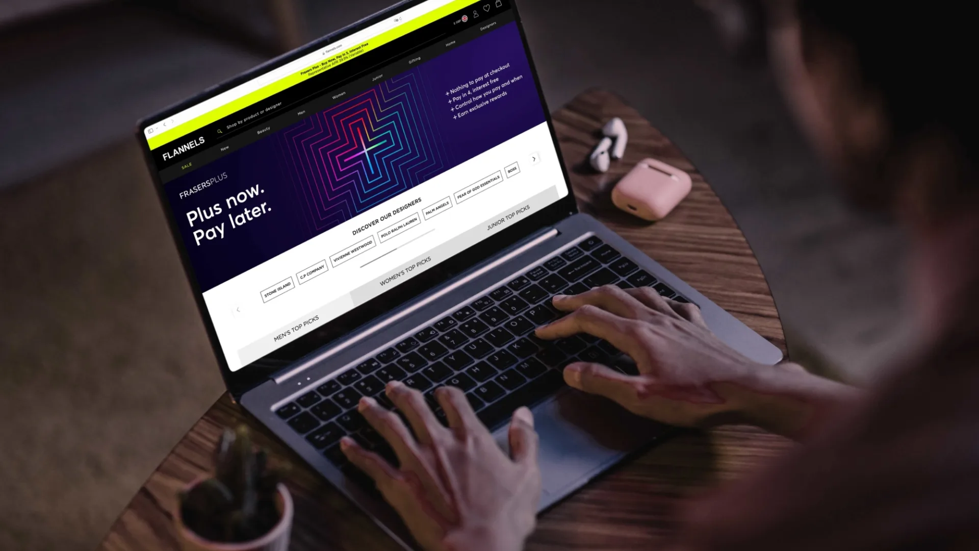 High angle man using laptop b