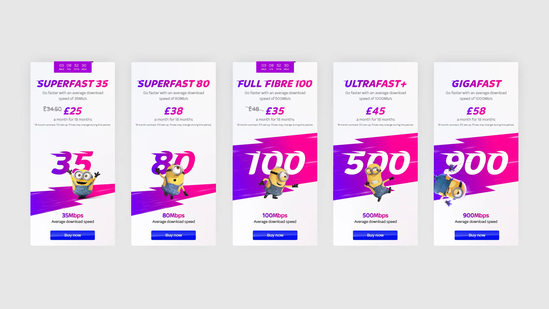 Sky Broadband purple bolt deal cards