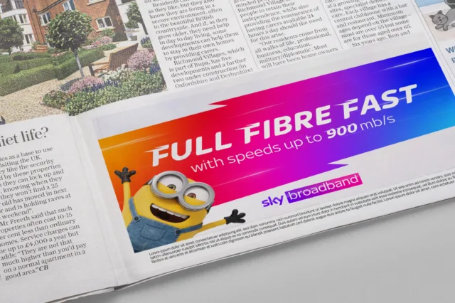 Sky Broadband spectrum bolt newspaper press advert